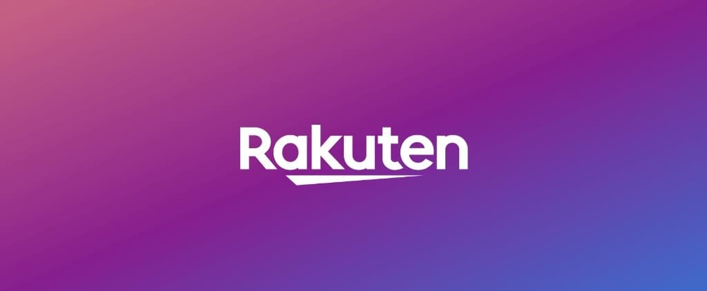 Rakuten wordmark on a purple gradient